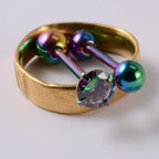 2PCS Anti-Allergy Surgical Steel  Prong Zircon Tongue Barbell Piercings Ball Tongue Barbell Rings Fashion Piercing Jewelry