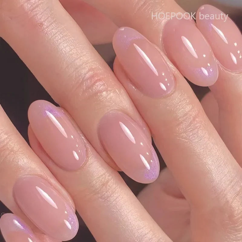24pcs Nude French Fake Nails White Edge Almond False Nails Art Full Coverage Removable Waterproof Artificial Press on Nail