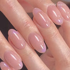 24pcs Nude French Fake Nails White Edge Almond False Nails Art Full Coverage Removable Waterproof Artificial Press on Nail
