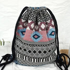 2025 Women Fabric Backpack Female Gypsy Bohemian Boho Chic Aztec Ibiza Tribal Ethnic Cottage Soft Brown Drawstring Rucksack Bags