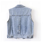 2024 Fashion Design Sequins Denim Vest Summer Autumn Women's Waistcoat Korean Leeveless Denim Jeans Jacket Female Vest Tops
