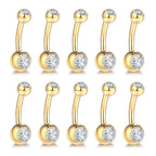 10pcs/lot Titanium CZ Crystal Belly Button Ring Navel Bar Piercing 6/8/10/12mm Belly Nombril Piercing Sexy Jewelry for Women 14G