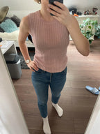 1pcs Summer New Fashion Knitted Vests O-neck Sleeveless Casual Thin Tops