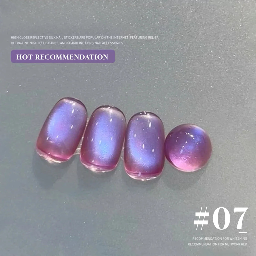 1-3pcs PSK 2025 New Whitening Purple Glass Beads Starry Crystal Nail Art Purple Glass Bead Cat Eye Gel Nail Polish Nail Supplies