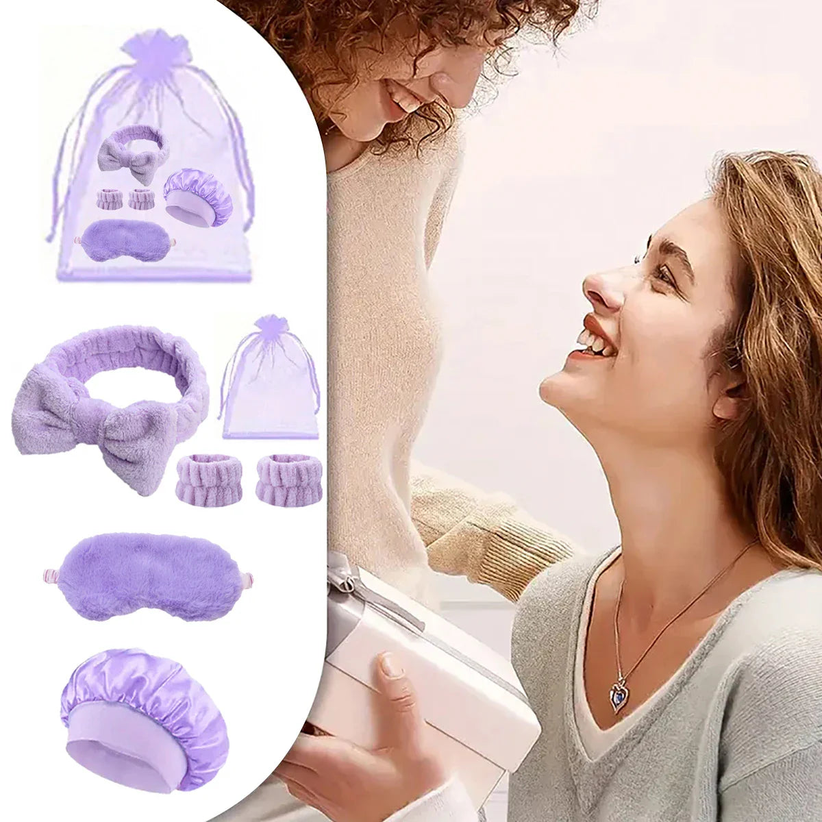 Comb set with storage bag, bring eye mask sleeping cap headband wristband, party gift package,gift,Special for real hair wigs