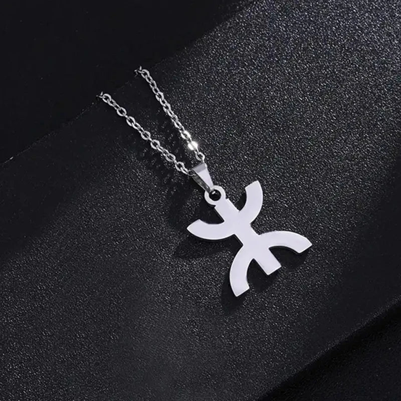 African Berbers Symbol Pendant Necklace Amazigh Letter Yaz Stainless Steel Ethnic Amulet Women Men Necklace