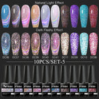 10PCS/Set Gel Nail Polish Set 125 Colors Glitter Semi Permanent Hybrid Gel Varnishes Base Top Coat Soak Off UV LED Nail Art Gel