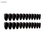 Almond Mid-length Black Fake Nail Solid Color Press on Nails Simple Full Cover Artificial Nail For Girls Nail Extension 24Pcs