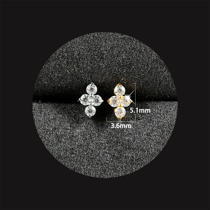 1PC ASTM F136 Titanium Flower CZ Labret Stud Internal Thread Piercing Lip Stud Daith Conch Earring Piercing Jewelry Wholesale