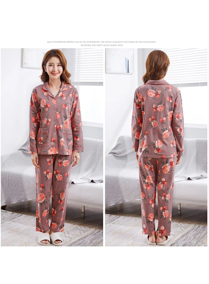 100% Cotton Pajama For Women Winter Soild Pink Pijamas Feminino Warm Sleepwear White PJ 2024 Fashion Pure Cotton Pyjama Femme