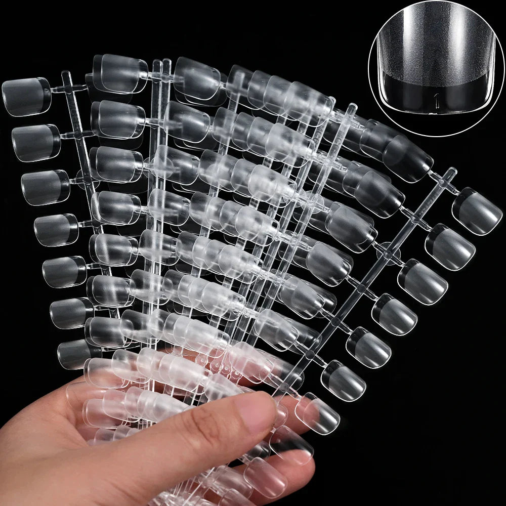 240pcs XS Fake Nails Short Square/Almond False Nail Tips Half Matte Acrylic Square Fingernails DIY For Manicure Extension Tools