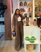 Cotton Linen Set Women Spring Summer Loose Oversize Long Sleeve Shirt Long Pants 2 Piece Sets Casual Office Ladies Trousers Suit