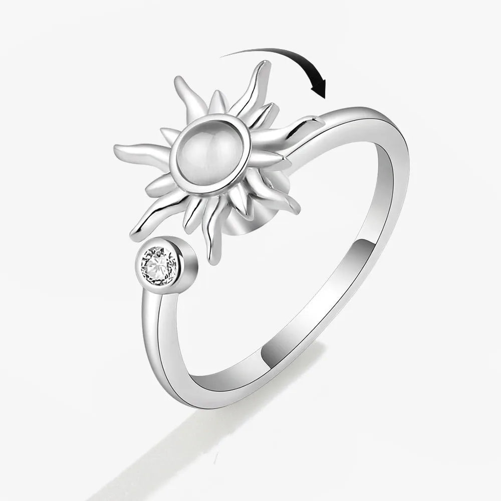 925 Sterling Silver Zircon Sunflower Spinner Rings for Women Adjustable Anti Stress Rings Fashion Party Gift 2022 New Hot Sale