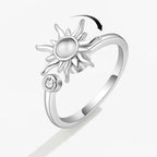 925 Sterling Silver Zircon Sunflower Spinner Rings for Women Adjustable Anti Stress Rings Fashion Party Gift 2022 New Hot Sale