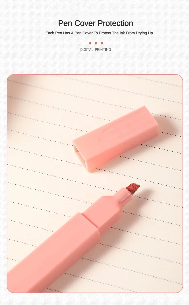 12 Pcs/Set Double Tip Highlighter Pens Kawaii Manga Markers Midliner Pastel Gel Set Stationery Journal School office Supplies