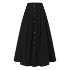 Bed Skirt Full Women's Spring And Summer Casual Loose Solid Color A Line High Waist Skirt With Pocket Buttons Colorful Skirt