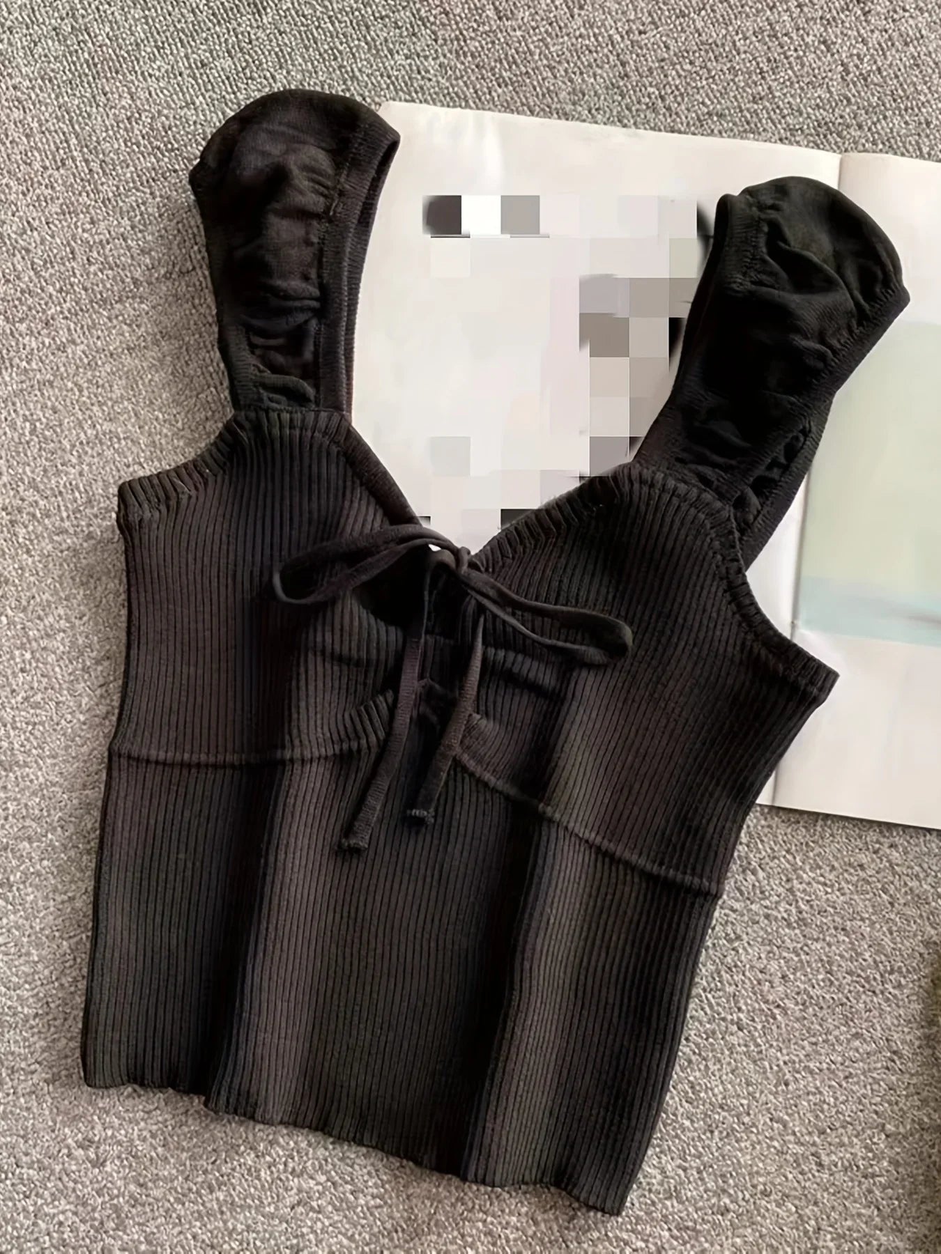 2024 Solid Color Ribbed Knotted Tank Top Casual Round Neck Tank Top For Spring & Summer Women's Clothing Knit Crop Top