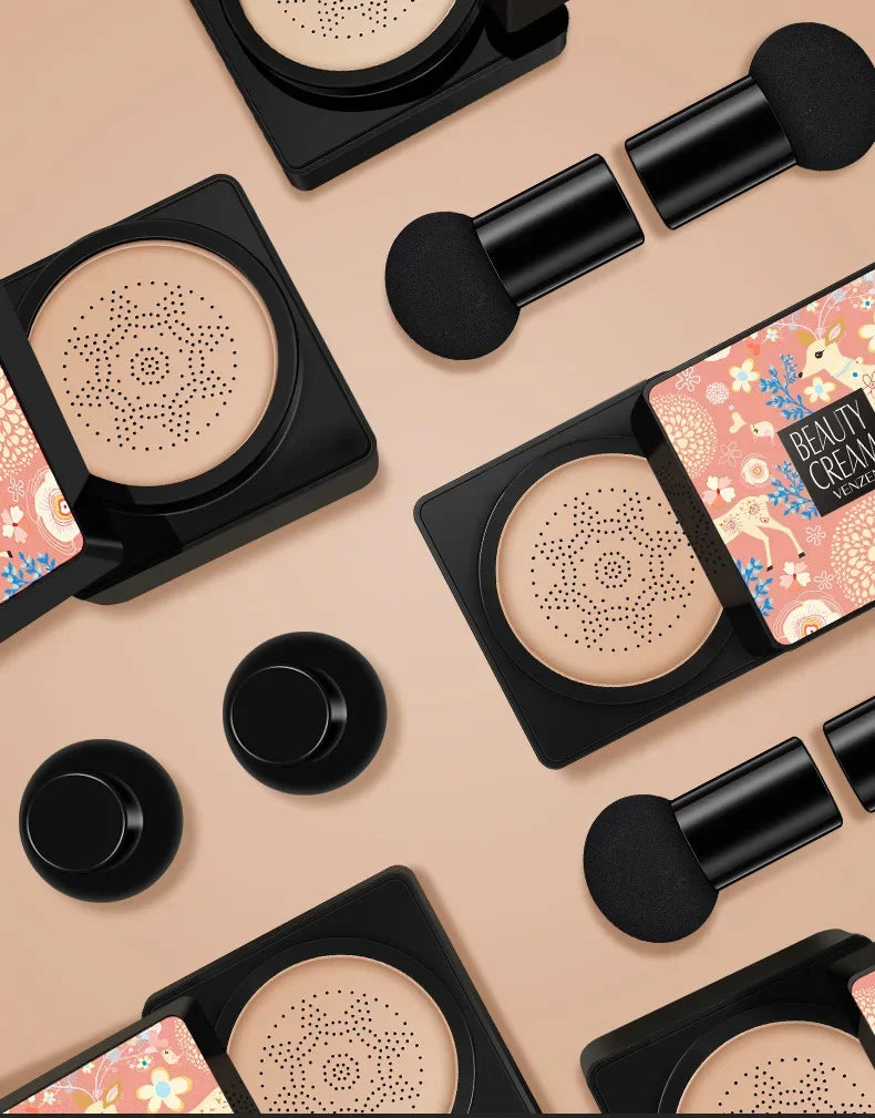 BB Air Cushion Base Foundation with Mushroom Head CC Cream Moisturizing Hydrating Concealer Makeup Brighten Skin Tone Cosmetics