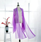 2025 new summer women long chiffon Cardigan sunscreen three quarter sleeve black blue white fashion thin cardigan