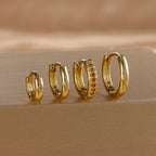 4PCS Set Stainless Steel Huggie Minimal Hoop Earrings 6/8/10mm Crystal Zirconia Helix Tragus Cartilage Earrings Piercing Jewelry