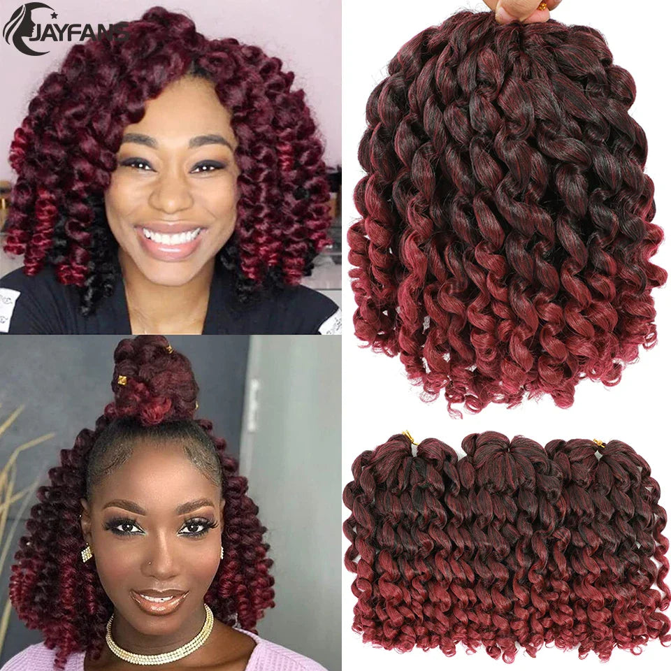 1- 5 Packs 8 inch Jumpy Wand Curl Jamaican Bounce Crochet Hair Natural Black Wand Curls Crochet Hair Short Curly Crochet Braids
