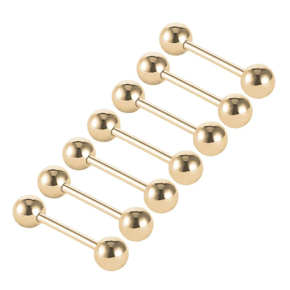 7pcs/lot Titanium Plated Piercing Tongue Rings Bars Girls 14G Tongue Piercing Barbells Stainless Steel Body Jewelry SD84