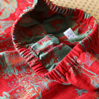 2025 New Spring and Autumn Women's Pajama Set 100% Cotton Retro Color Woven Home Clothes Long Sleeve Long Pants Two Piece Set