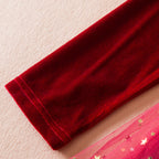 2025 Red Christmas Dress for Baby Girls Winter Long Sleeve Mesh Dresses for 3-8Yrs Kid Star Sequin Birthday Party Princess Dress