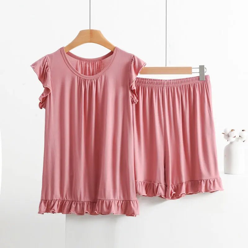 3XL-8XL Women's Pajama Sets New Plus Size Lounge Wear Modal Sleeveless Shirt Shorts Suit Sleepwear Home Clothes Ladies Pijamas