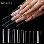100/200PCS Professional 3XL Extra Long Clear Square Nail Tips Half Cover Acrylic Nails NO C CURVE Long Square Fake Nail Tips