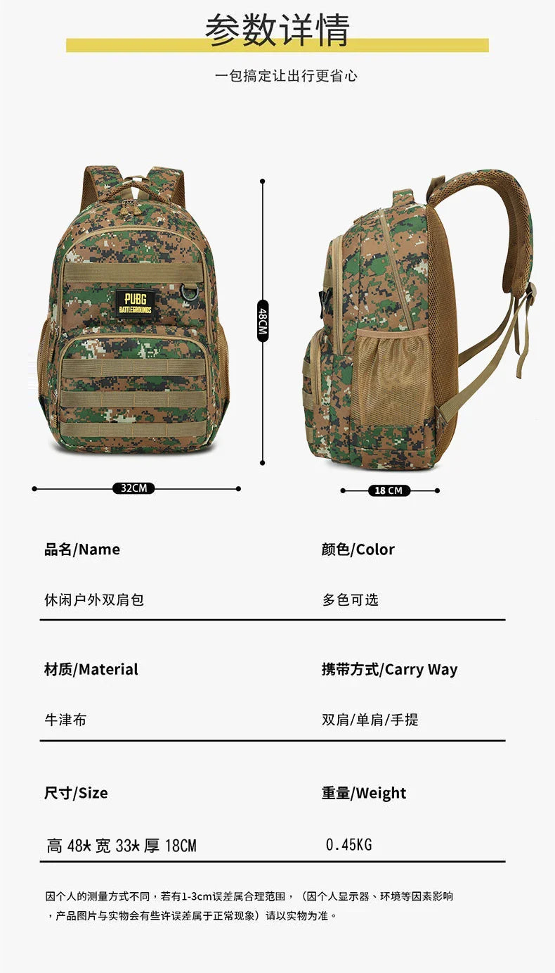 Camouflage Tactical Backpack for Men Large Capacity Outdoor PUBG Style Waterproof Travel School Bag Multifunctional for Daily Us