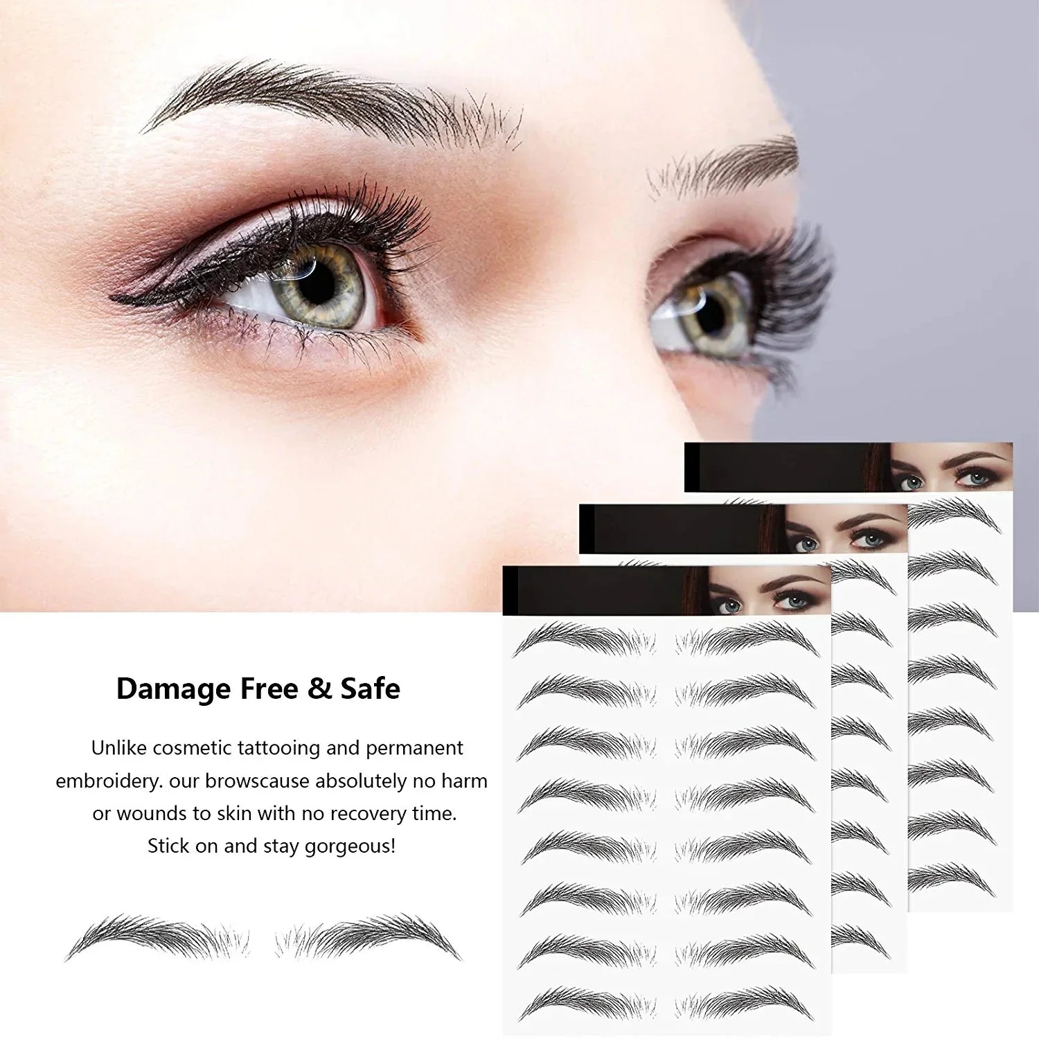 4D Hair-Like Eyebrow Stickers Waterproof Eyebrow Tattoo Water Transfer Eye Brow Enhancer Long Lasting Korean Cosmetics