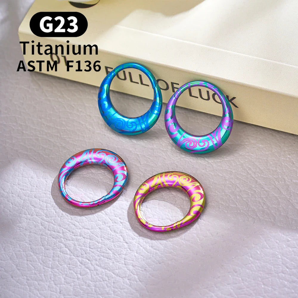 ASTM F136 Titanium 16G Moon Septum Hoop Ring Anodizing Hinged Segment Nose Clicker Tragus Helix Daith Earring Piercing Jewelry