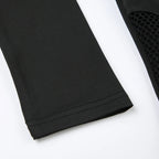 CIBBAR Gothic Black Crop Top Chic See Through Mesh Patchwork Full Sleeve Skinny Basic T-shirt Women Punk Style Stitched T Shirts