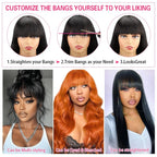 3X1 Glueless Wigs Human Hair with Bangs Body Wave Human Hair Wig with Bangs 3X1 Bleached Knots Lace Front Wig for Black Women