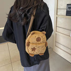 Cute Plush Capybara Crossbody Bag Large Capacity Shoulder Bag Girls Coin Purse Adjustable Zipper Plush Mobile Phone Pouch