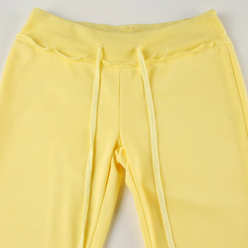 BIIKPIIK Drawstring Hooded Hoodie Suits Autumn Winter Solid Zipper Women Casual Pants Set Street Sporty Sweatshirt Two Piece Set