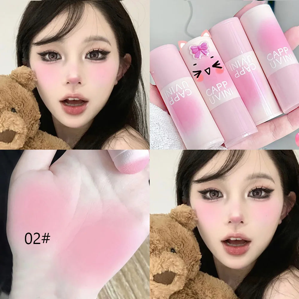 CAPPUVINI Blush Stick Soft Face Brightening Contouring Shadow Blusher Powder Peach Pinkish Cheek Tint Korean Makeup Cosmetics