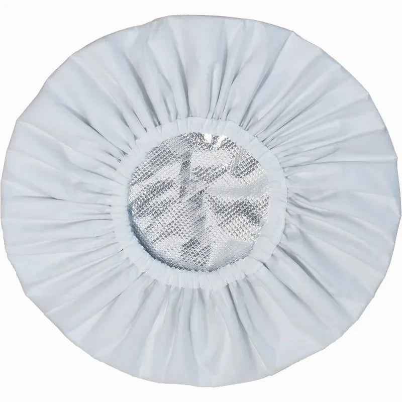 Adjustable Double Layer Satin Bonnet Nightcap Doubleside Women Round Shower Caps Night Sleep Polyester Hat Solid Black Lining