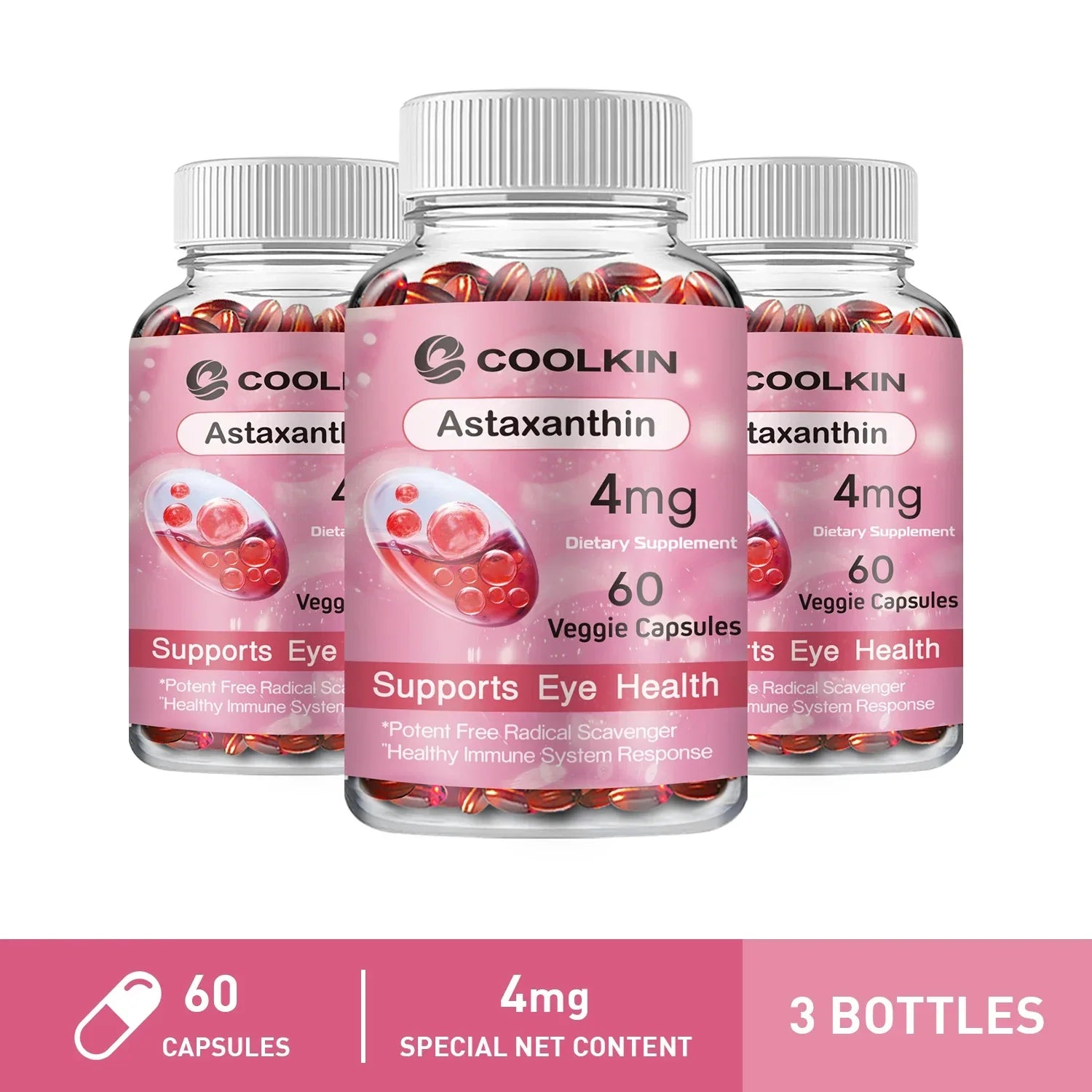 Astaxanthin - Supports Eyes, Promotes Nervous System Health, and Improves Immunity, Non-GMO Supplement