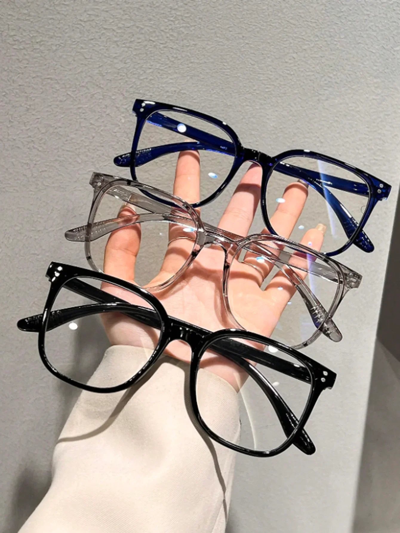 1Pc/3Pcs/4Pcs/6Pcs European and American Classic Popular Square Frame Glasses Set Men's and Women's Fashion Glasses