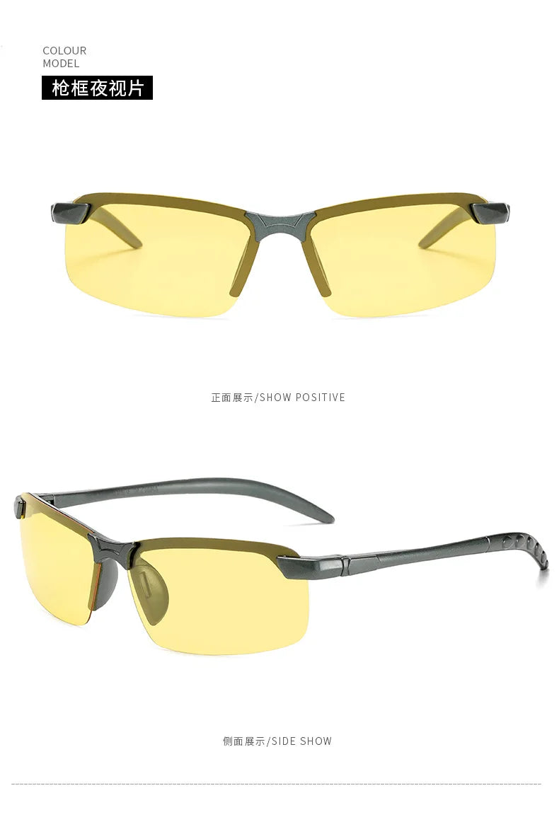 1/2PCS Night Vision Glasses Men Anti-Glare Driving Goggle Half Frame Polarized Sunglasses for Driver UV400 Day and Night Glasses