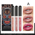 3pcs Glitter Lipstick Set Waterproof Sexy Blue Purple Black Lip Gloss Shiny Lip Tint Halloween Lip Makeup Tool Korean Cosmetics