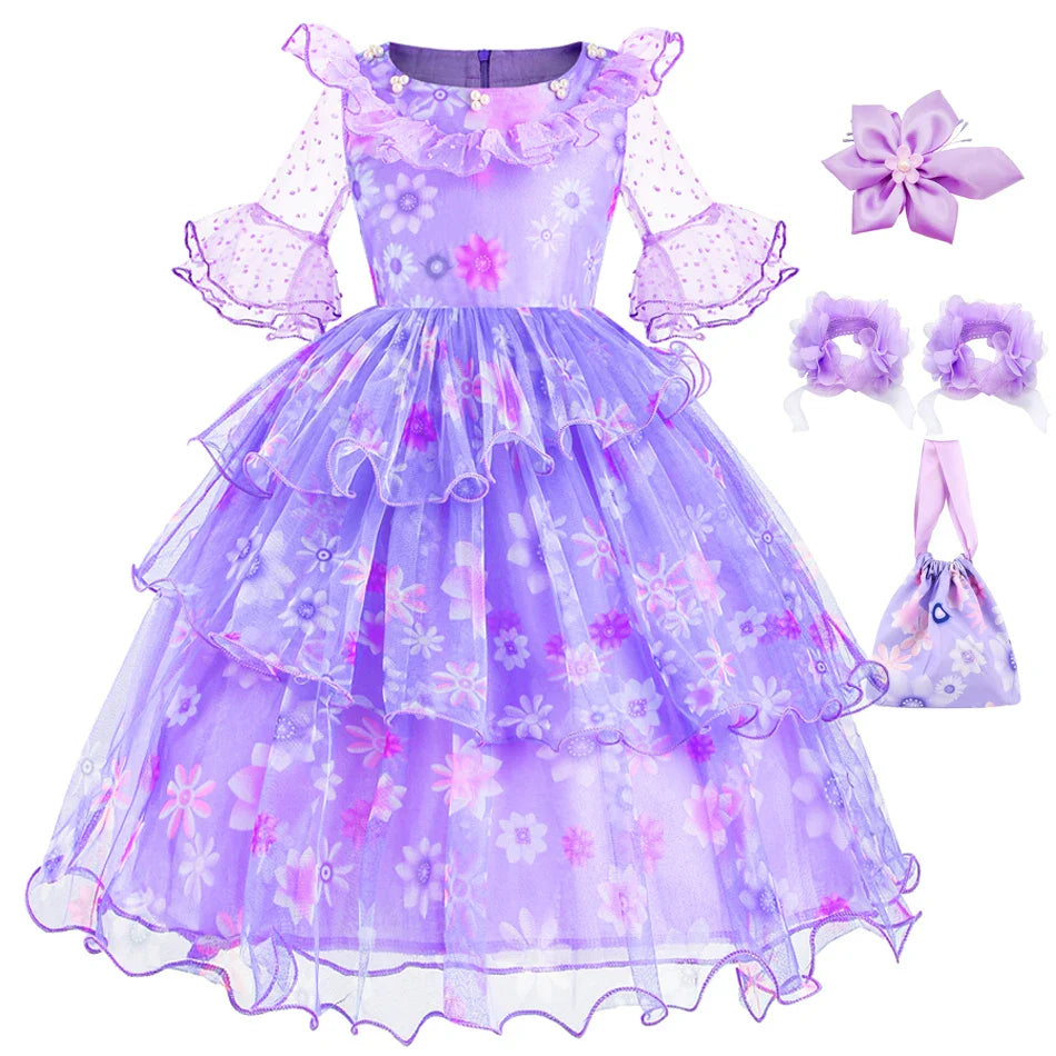 Encanto Princess Costume Isabella Dress Suit Charm for Girls Cosplay Isabela Carnival Christmas Birthday Party Mirabel Clothes