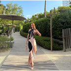 elegant Women's Formal Office Blazer Contrast White Cuff Single Breasted Lapel Jacket Loose Fit Casual Daily Streetwear Outfit