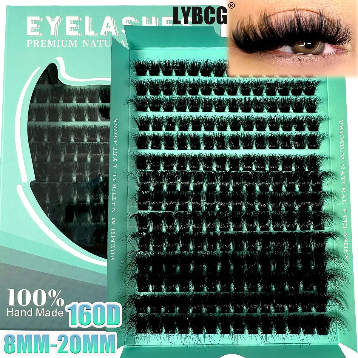 1boxes196/280 Cluster Lashes 5D Fluffy Thick Eyelash Extension D Volume Mixed 8-20MM Tray Faux Mink Lashes Lash Extension Makeup
