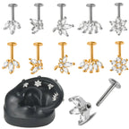 361L Surgical Steel Marquise Vertical Post Helix Piercing Crown/Butterfly Earrings Cartilage Helix Stud Body Piercing Jewelry