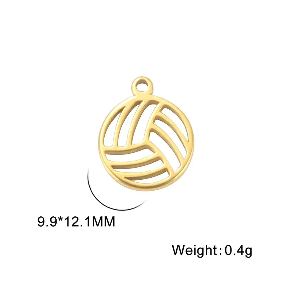 EUEAVAN 5pcs Mini Charms Stainless Steel Volleyball Charm for Bracelet Necklace Earrings DIY Jewelry Making Supplies Wholesale