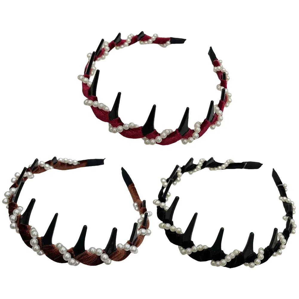 3Pcs Vintage Hairband with Teeth Decorative Hair Band Fashion Non-slip Hairband for Women Hair Accessories