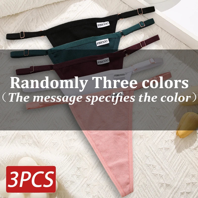 Cotton Sexy Thongs Adjustable Women's Panties Soft Panties Low Waist Seamless Thongs Woman Lingerie Tangas Mujer S-XL FINETOO